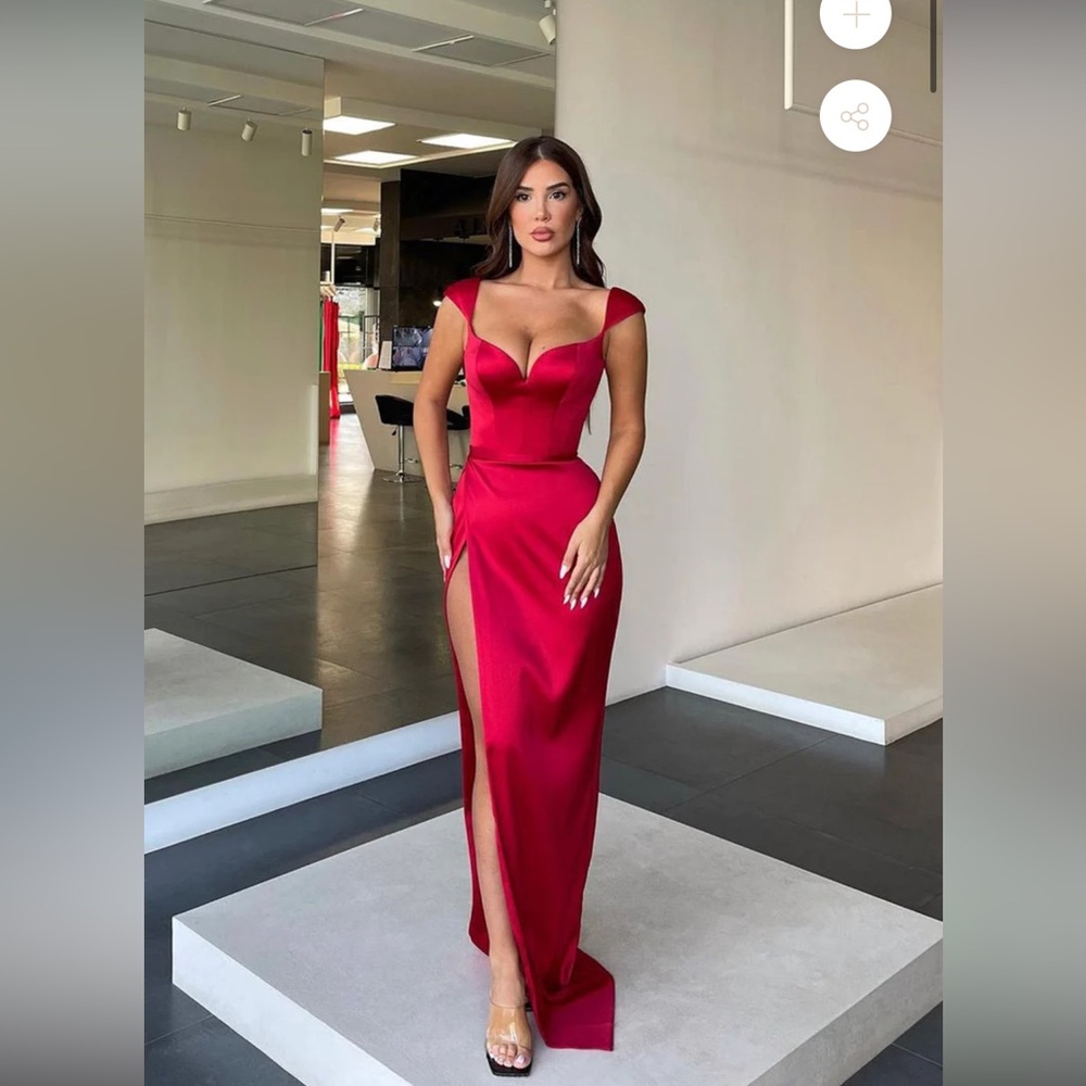 MERMAID SWEETHEART FLOOR-LENGTH OPEN BACK SIDE TRAIN HIGH SPLIT PROM DRESS